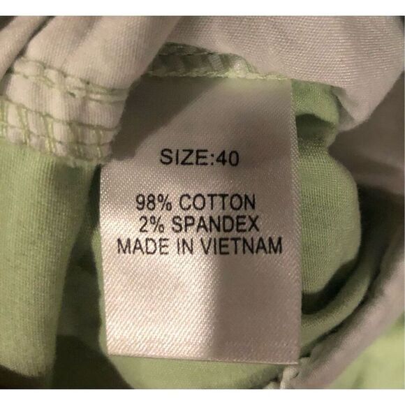 Tackle & Tides light green cotton twill shorts with pink palm trees and flamingo - Picture 6 of 8